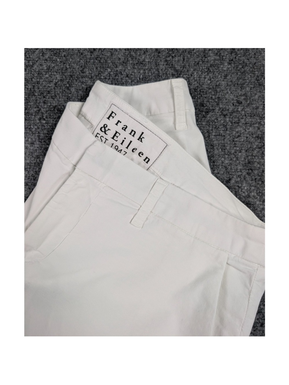 Frank & Eileen Wicklow Pants Womens 10 White Cropped Stretch Raw Hem.
